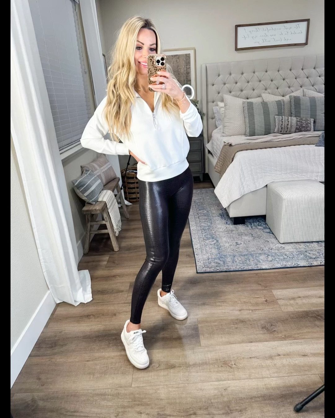 Faux Leather Croc Shine Leggings curated on LTK  Outfits with leggings,  Classy leather pants, Leather pants women