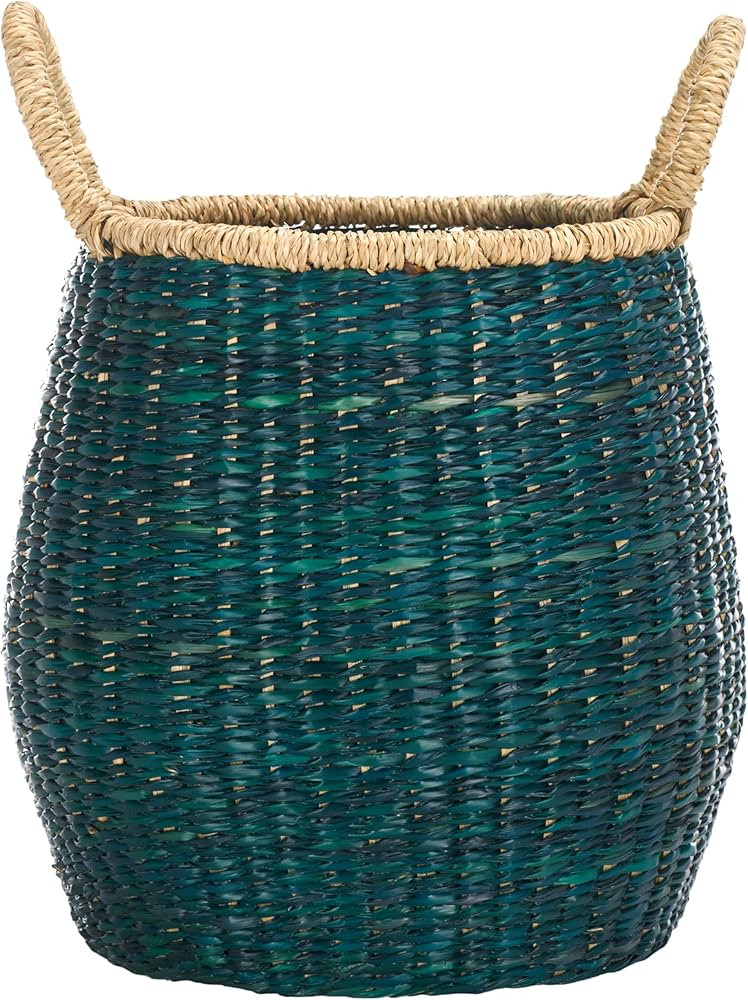 SAFAVIEH Home Collection Estra Green/Natural Seagrass Storage Basket with Handles (Fully Assemble... | Amazon (US)