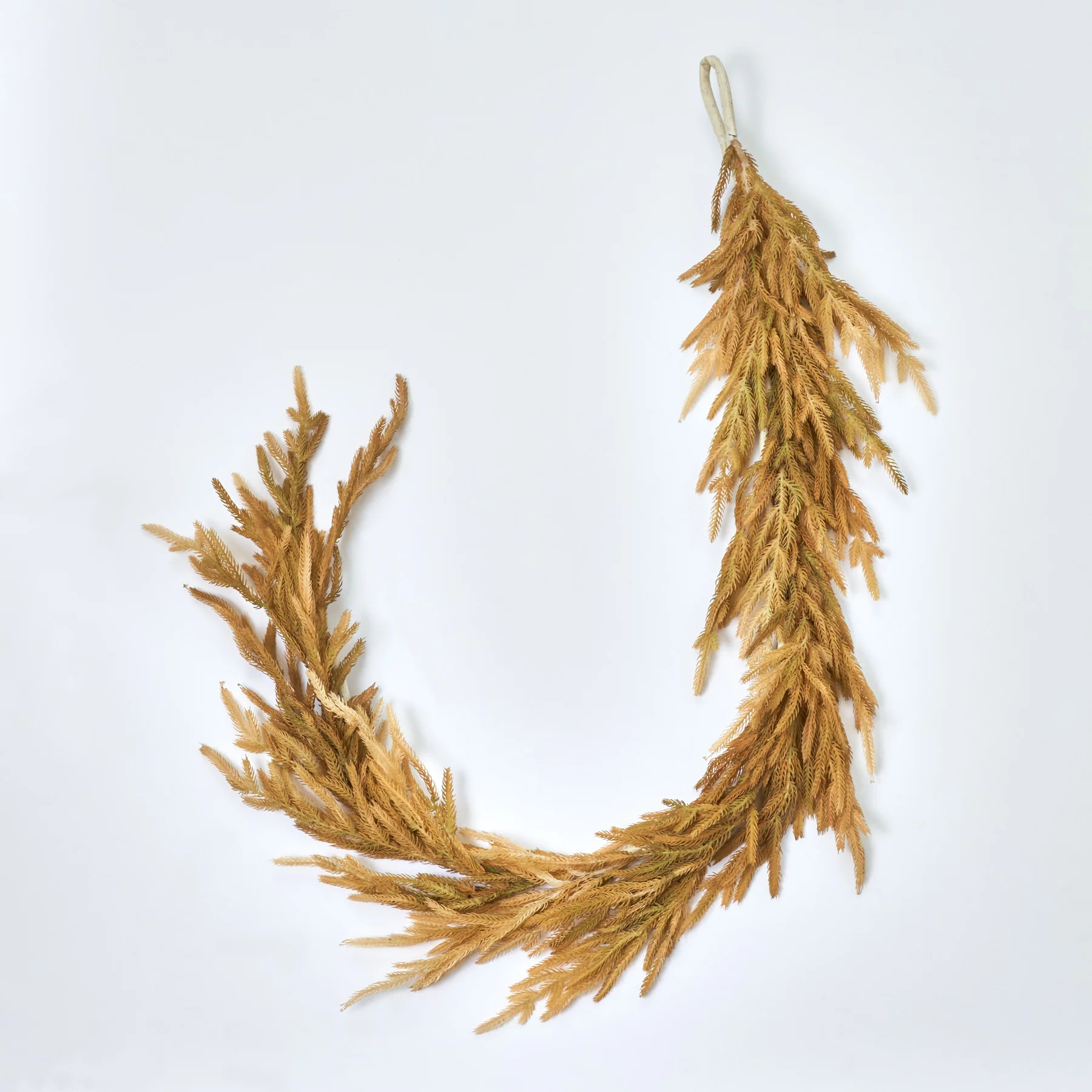 Dried-Look Wheat Grass Neutral Tone Norfolk Pine Fall Hanging Garland Autumn Table Runner | Darby Creek Trading