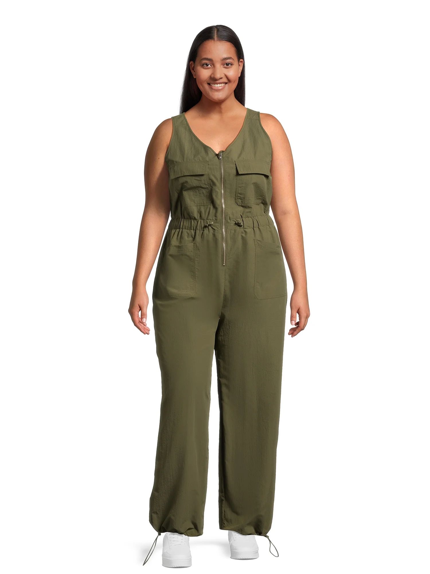 Madden NYC Juniors Plus Sleeveless Parachute Jumpsuit, Sizes 1X-3X - Walmart.com | Walmart (US)