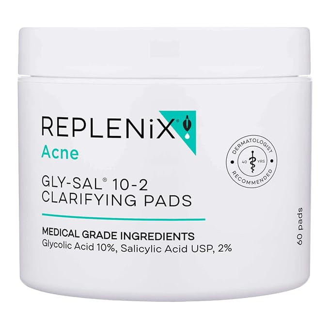 Replenix Gly-Sal Clarifying Acne Pads, 60 Count, Medical-Grade Glycolic Acid & 2% Salicylic Acid ... | Amazon (US)