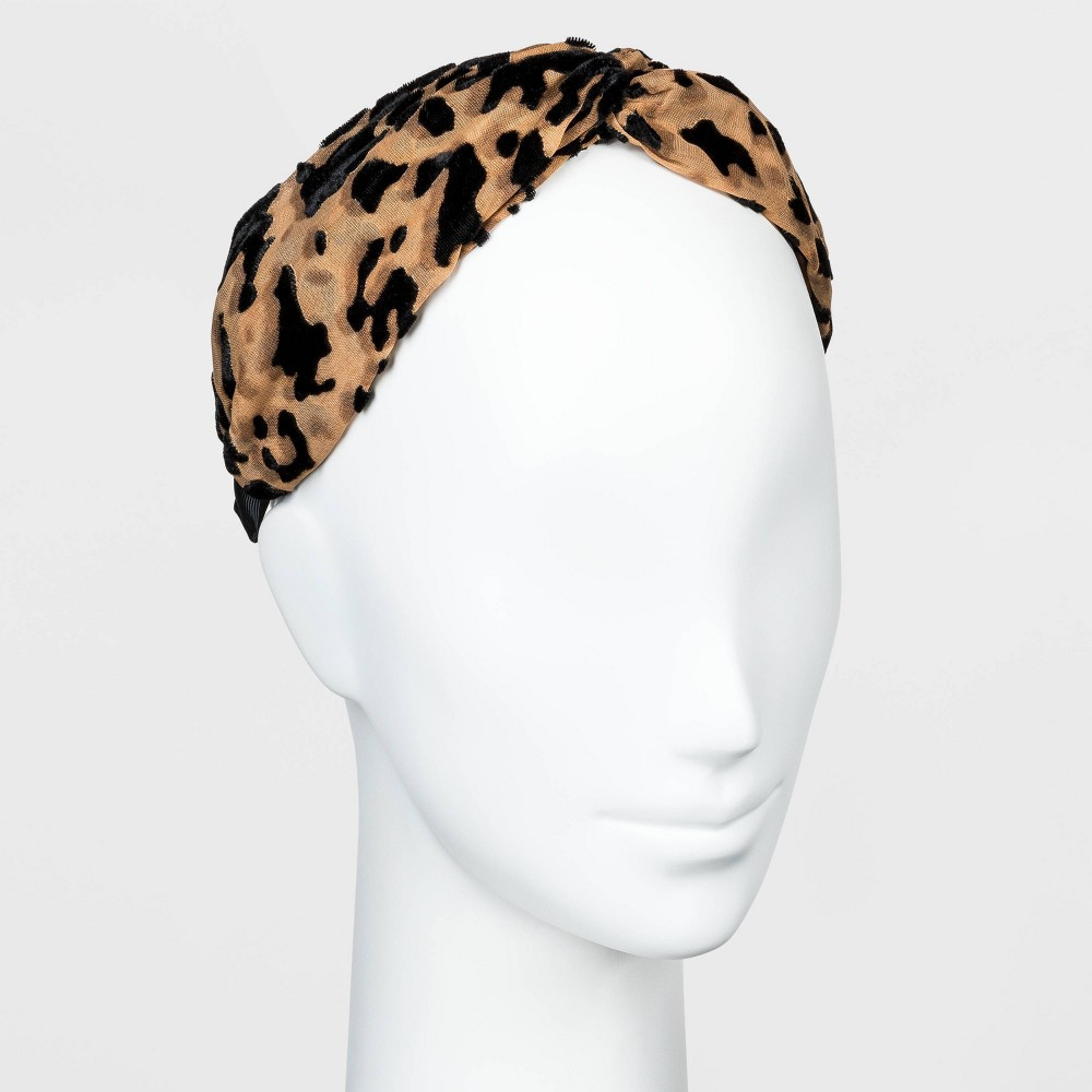 Chiffon and Velvet Cheetah Twist-Front Headband - A New Day Blush Pink | Target