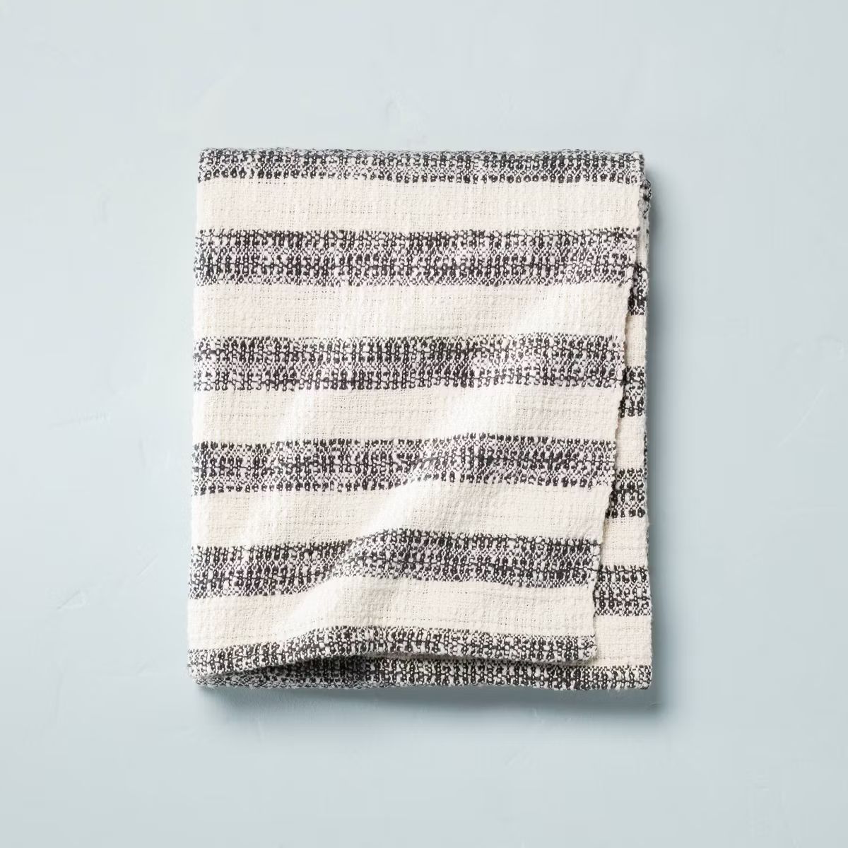 Contrast Edge Stripe Throw Blanket Railroad Gray/Cream - Hearth & Hand™ with Magnolia | Target