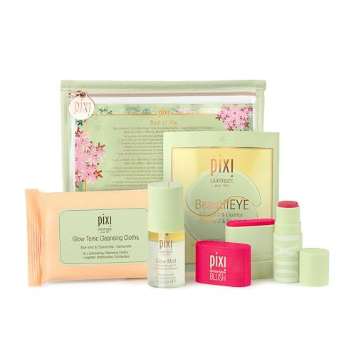 Best of Pixi Beauty Holiday Edition Gift Set | Kit Contains BeautifEYE Eye Patches, Glow Tonic Cleansing Cloths, Glow Mist, On-the-Glow Blush and +Hydra LipTreat Lip Balm in Holiday Makeup Bag | Amazon (US)