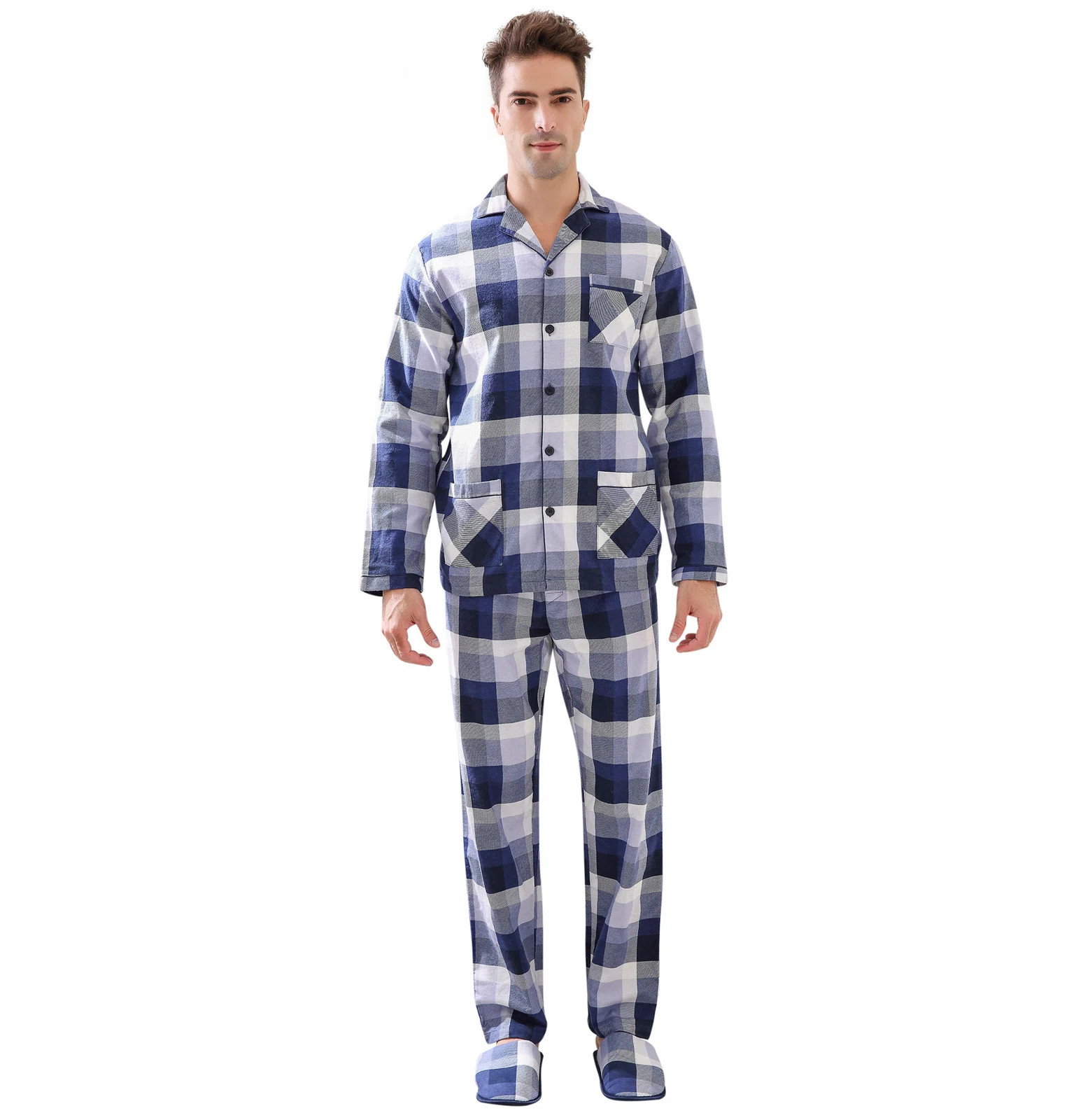 Gracie Oaks Althee Men's Plaid Long Two Piece Pyjama Set Sleepwear-Loungewear Pajama Set Sleepwea... | Wayfair North America