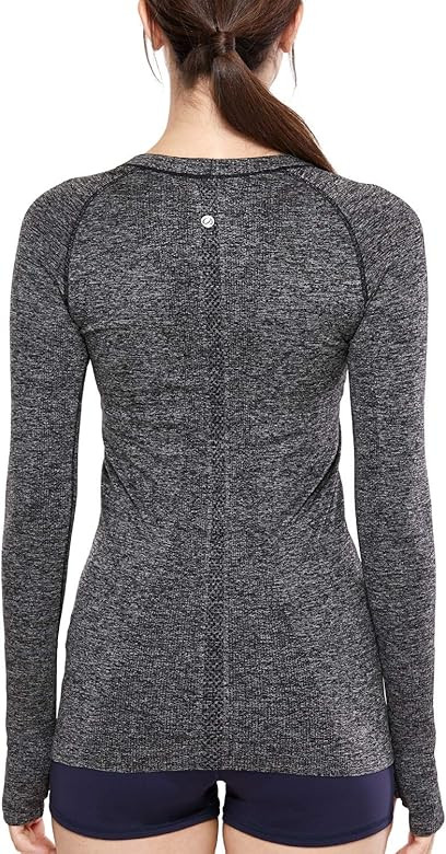 CRZ YOGA Women's Seamless Athletic Long Sleeves Sports Running Shirt Breathable Gym Workout Top | Amazon (US)
