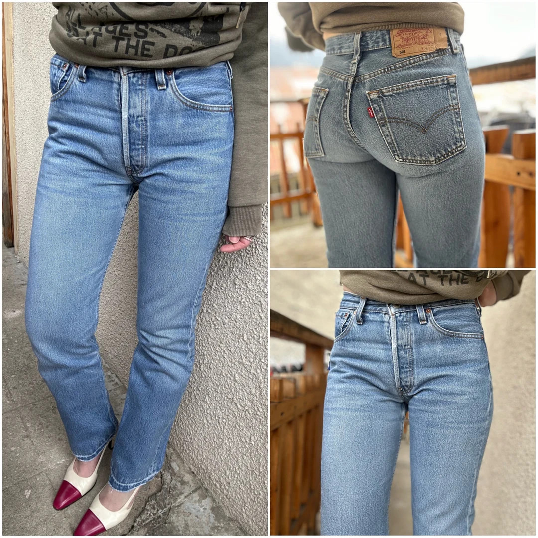 Levis 501 Jeans W25 L30 Vintage 501s Medium Blue Stonewash Faded Levi's Denim Straight Leg Button... | Etsy (US)