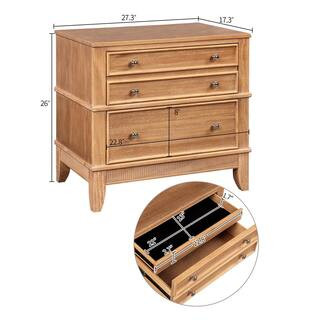 Harper & Bright Designs 27.3 in. W x 17.3 in. D x 26 in. H Modern 3-Drawer Hazel Solid Wood Night... | The Home Depot