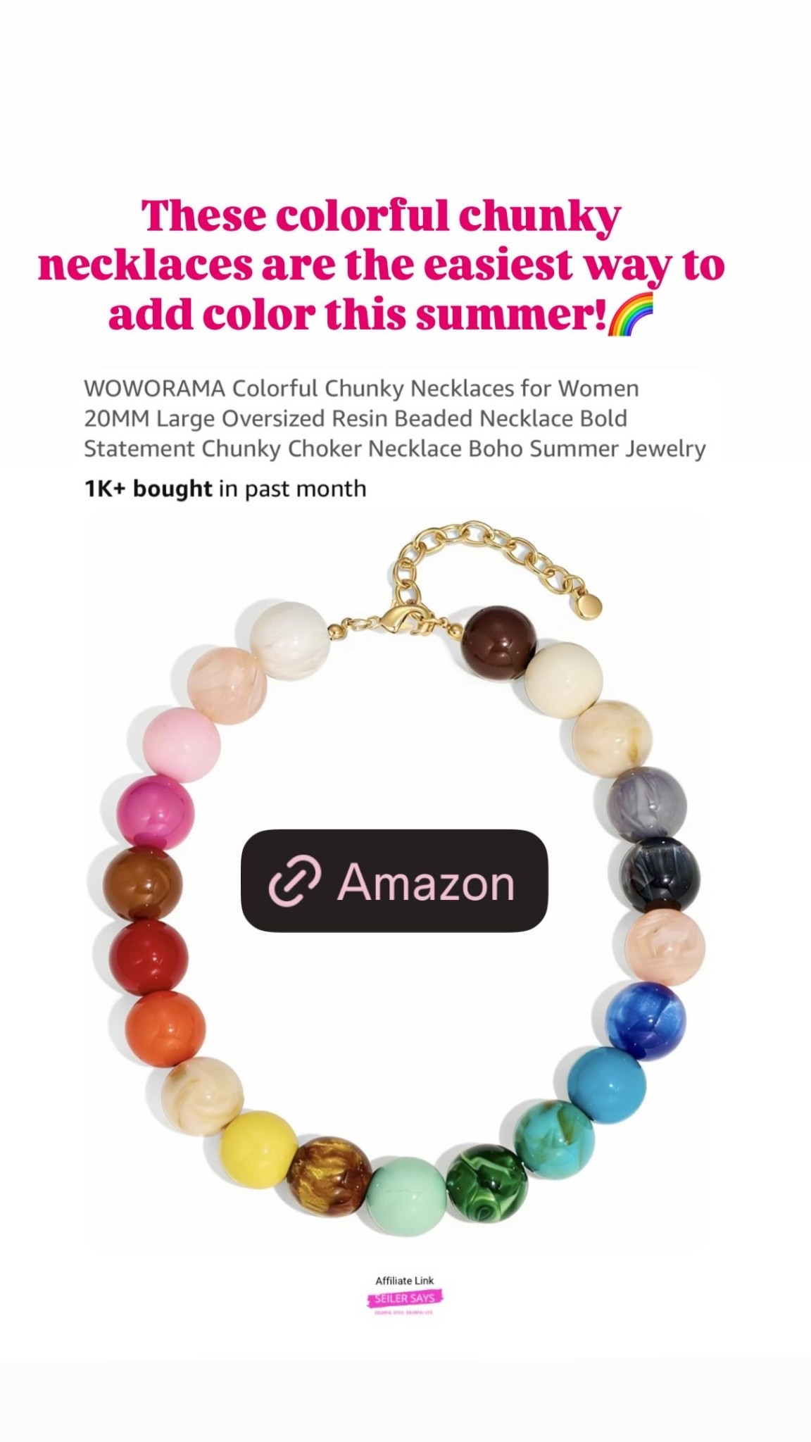 These colorful chunky necklaces are the easiest way to add color this summer!🌈