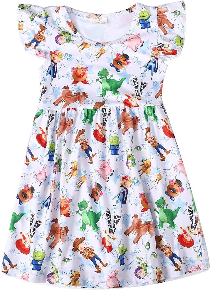 Toddler Girl Easter Bunny Egg Pattern Dress Flutter Sleeve Princess Party Summer Clothes | Amazon (US)