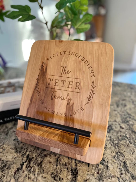 Handcrafted Wood Cookbook Holder  Hickory/ Adjustable | Etsy | Etsy (US)