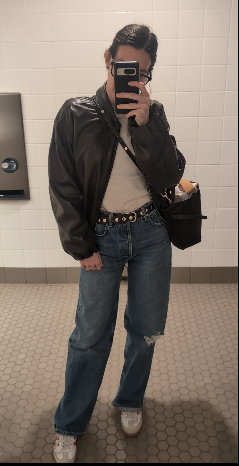 Easy casual outfit for a mom of two, kids field trip Brown leather jacket is zara

#LTKdayinmylife #LTKootd