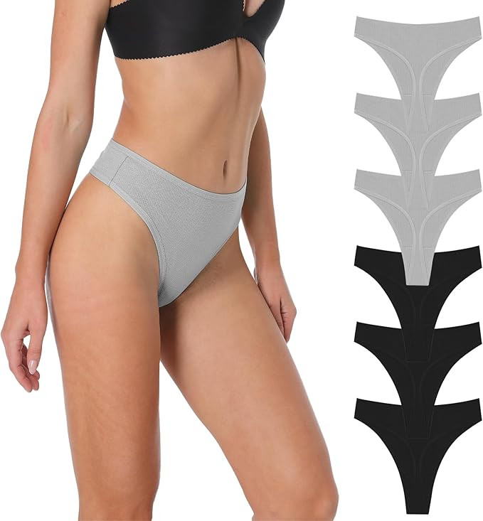 Umiehary Women's High Waisted Ribbed Cotton&Nylon Stretchy Sport Breathable Athletics Panties Plu... | Amazon (US)