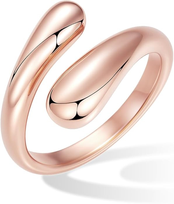 Non Tarnish Gold Chunky Rings for Women, 14K Gold Plated Statement Dome Rings Stacking Silver, Ad... | Amazon (US)