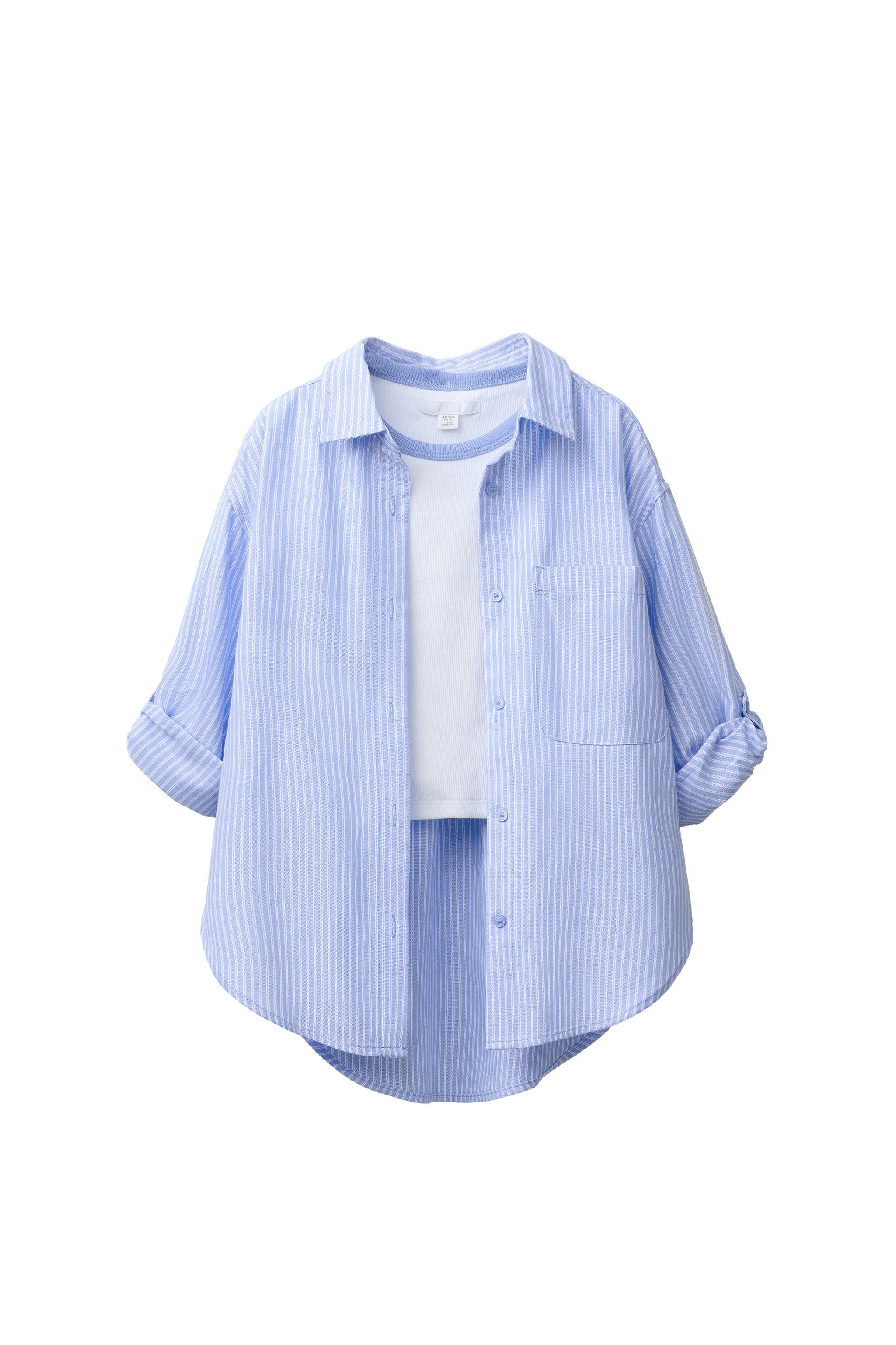 STRIPED SHIRT PACK WITH CONTRAST RIB T-SHIRT | Zara US