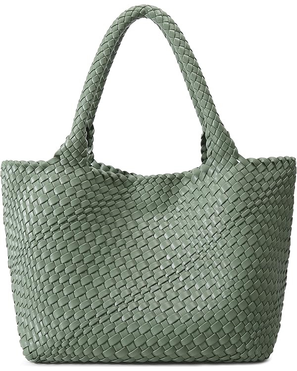 Queenoris Woven Bag for Women, Fashion Top Handle Shoulder Bag Vegan Leather Shopper Bag Large Tr... | Amazon (US)