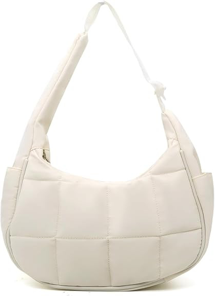 Nylon Shoulder Bag for Women Small Crescent Puffer Purse Quilted Purses Bag Puffer Bag for Travel | Amazon (US)