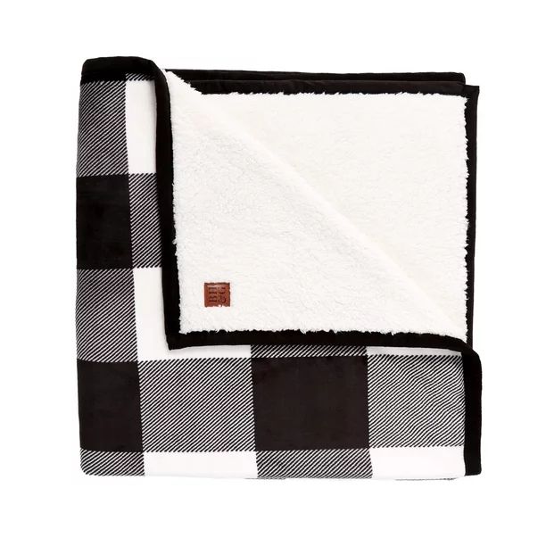 Better Homes & Gardens Oversized Sherpa Throw, 50" x 72", Black Buffalo Plaid | Walmart (US)