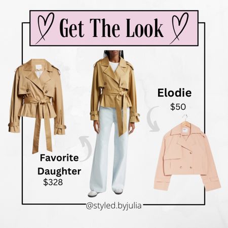 Cropped trench, look for less, spring style, tan jacket, pink jacket, short trench coat, spring style, spring outfits

The cropped trench is already everywhere for spring wardrobes. The Favorite Daughter version is really popular but this Elodie jacket is super similar! Get this look for less :) 

#LTKSeasonal #LTKfindsunder100 #LTKstyletip