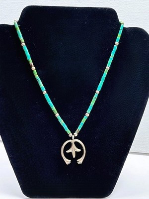 VINTAGE Native American Silver Turquoise NAJA Necklace | eBay US