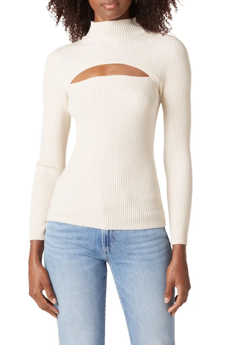 Joe's Riya Rib Cutout Mock Neck Merino Wool Sweater | Nordstrom | Nordstrom