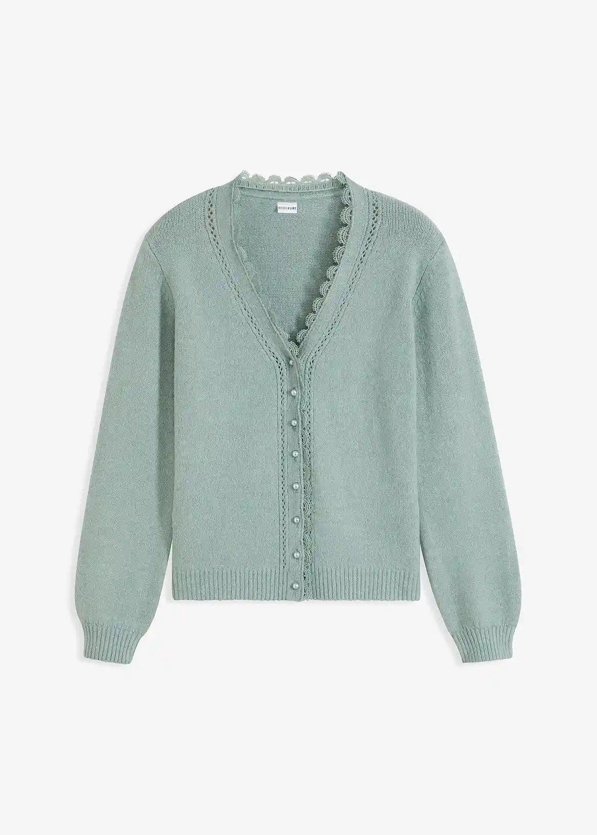 Strickjacke mit Spitze | Bonprix DE