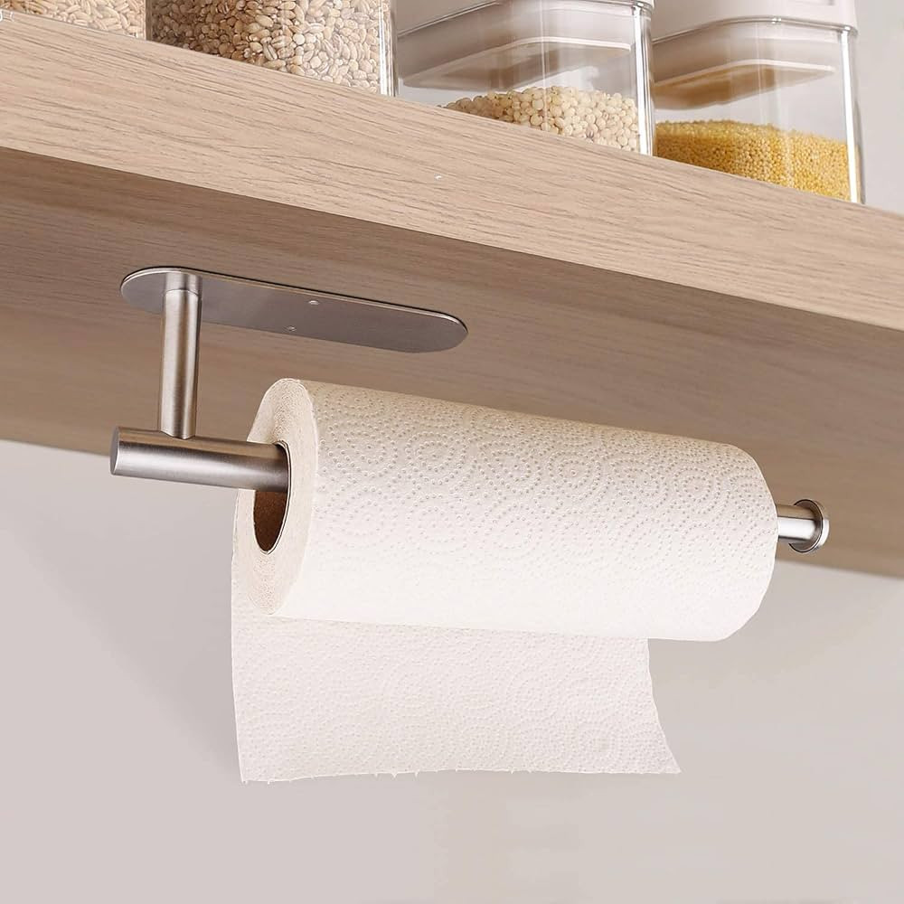 Paper Towel Holders for Kitchen,Paper Towels Bulk- Self-Adhesive Under Cabinet,Both Available in Adhesive and Screws,Stainless Steel | Amazon (US)