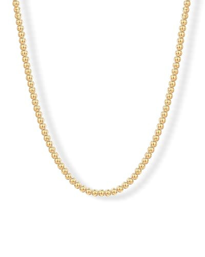 PAVOI 14K Yellow Gold Plated Small Bead Ball Chain Necklace for Women - Adjustable Dainty Gold Beaded Necklace - Trendy Choker Chain Layering Jewelry - 3mm Ball Beads | Amazon (US)