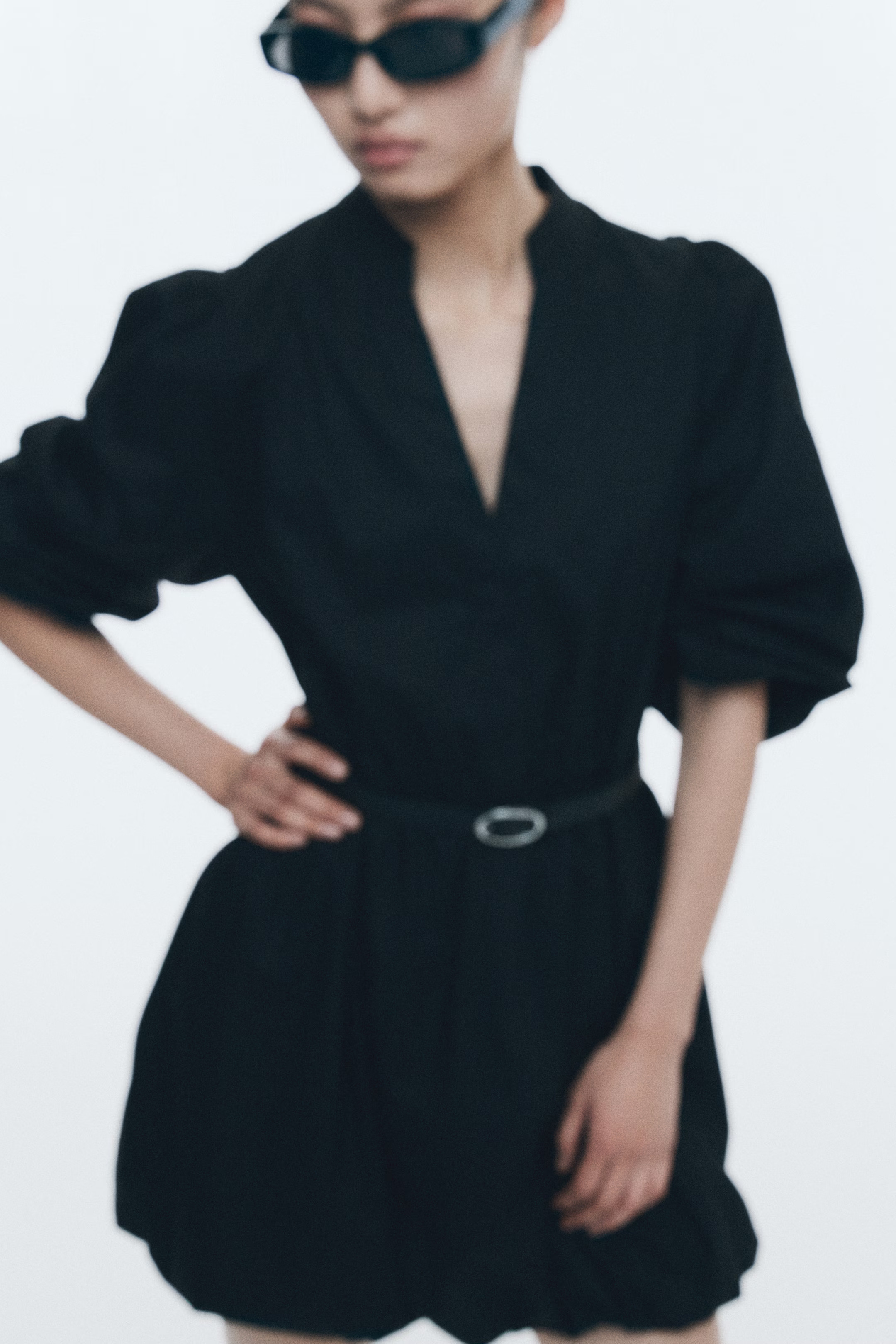 Belted Bubble-Hem Dress - Black - Ladies | H&M US | H&M (US + CA)