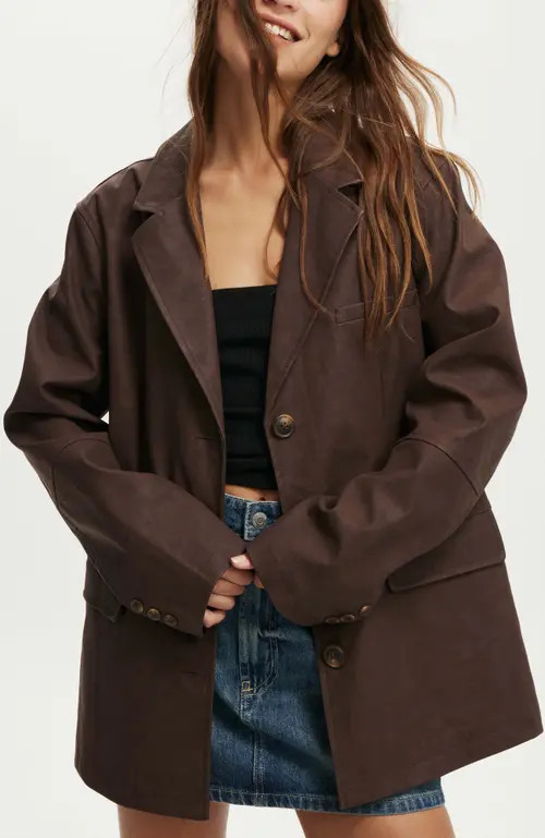 Cotton On Faux Suede Blazer in Dark Brown at Nordstrom, Size Xx-Small | Nordstrom