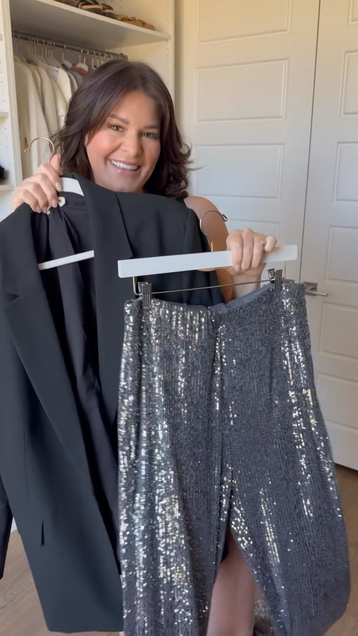 Sparkle sequin flare pants and a one button black blazer for a perfect holiday look. 

Pants: Large
Blazer: 14/ XL

#LTKHoliday #LTKWatchNow #LTKMidsize
