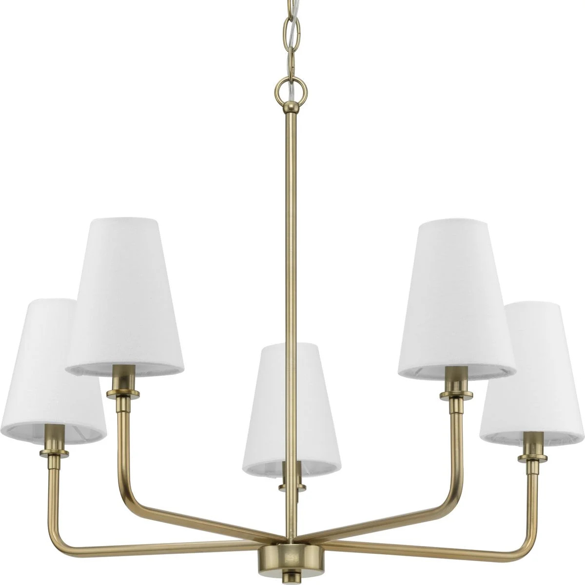 Avec Payton Collection 5-Light Contemporary Champagne Bronze Chandelier with White Fabric Shades | Walmart (US)