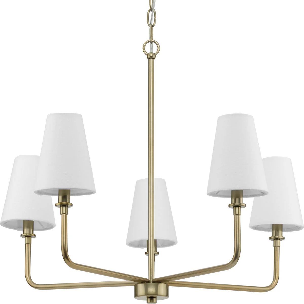Avec Payton Collection 5-Light Contemporary Champagne Bronze Chandelier with White Fabric Shades ... | Walmart (US)