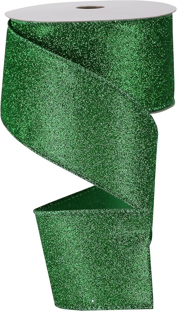 MAYREEL Green Ribbon Wired 2.5 Inch Glitter Wired Ribbon Green Christmas Decorations Emerald Gree... | Amazon (US)