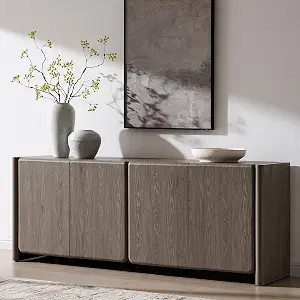 66" Modern Buffet Cabinet w/Storage, Large Sideboard, Light Grey | Amazon (US)