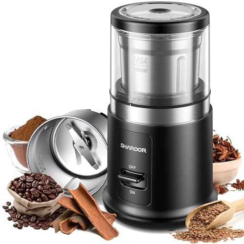 SHARDOR One Touch Coffee Grinder Electric, Spice, Herb, For Coffee Bean Spices and Seeds with 1 Removable Stainless Steel Bowl, Dry Grinder, Black | Amazon (US)