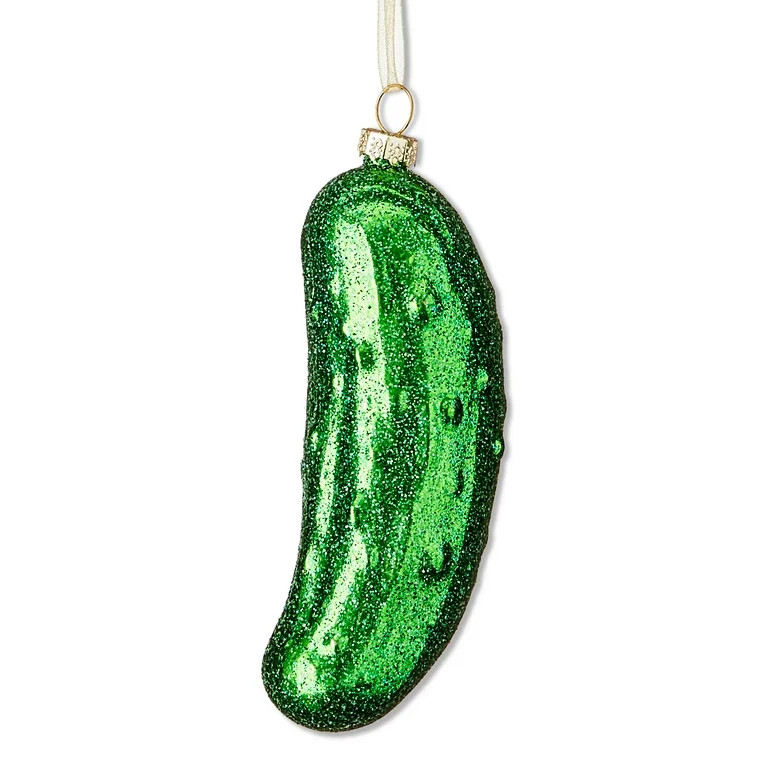 Green Glitter Pickle Christmas Ornament, 4", by Holiday Time | Walmart (US)