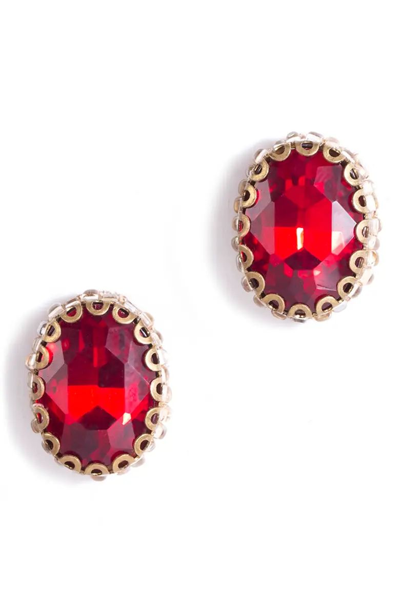 Deepa Gurnani Aria Oval Crystal Stud Earrings | Nordstrom | Nordstrom