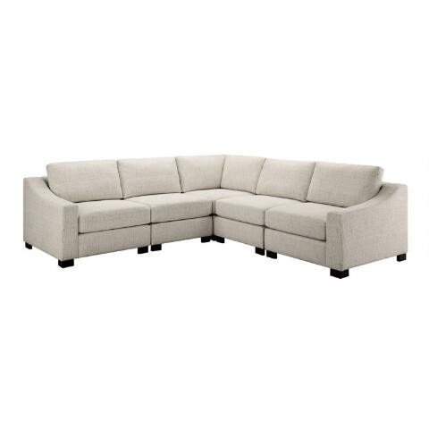 Cream Slope Arm Hayes 5 Piece Square Modular Sectional Sofa | World Market
