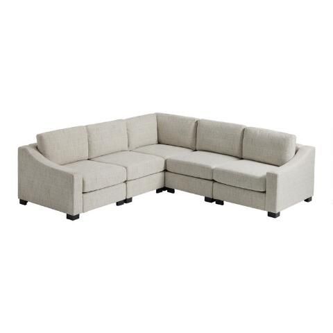 Cream Slope Arm Hayes 5 Piece Square Modular Sectional Sofa | World Market