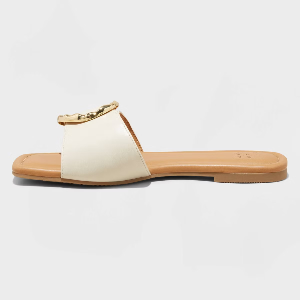 Women's Bennie Buckle Slide Sandals with Memory Foam Insole - A New Day™ Cream | Target