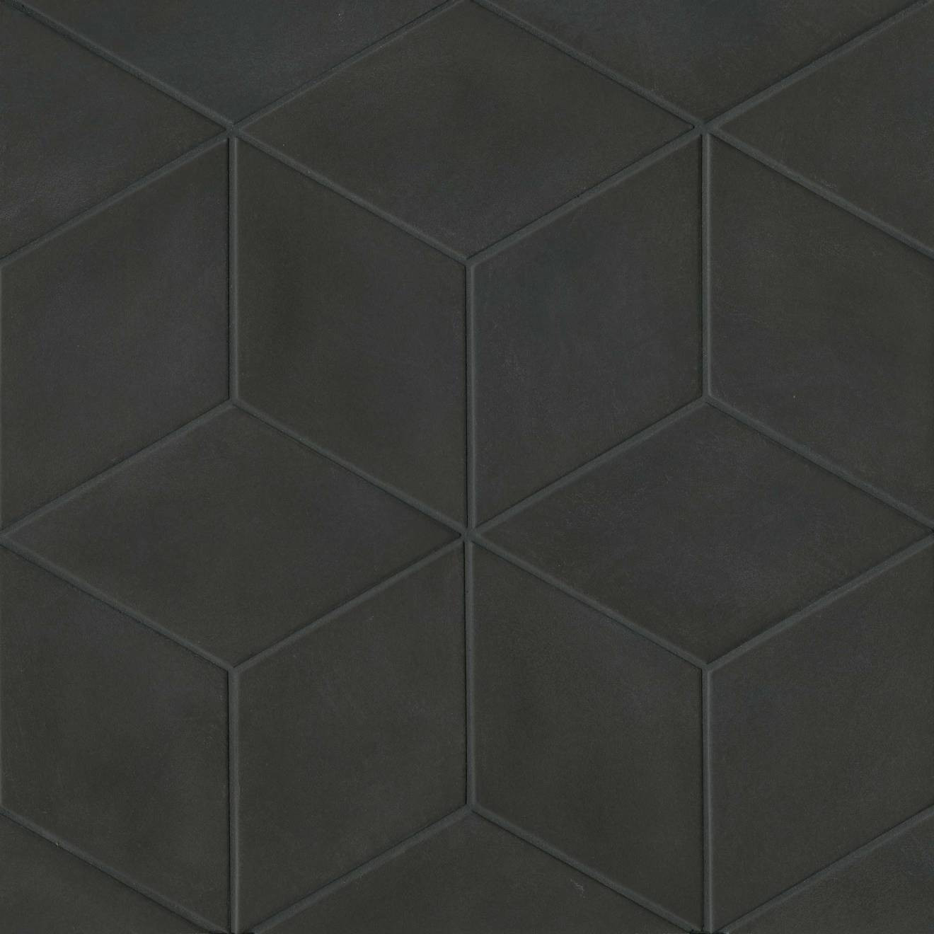 Allora 7.5" x 12.75" Rhomboid Matte Porcelain Tile in Solid Black | Bedrosians Tile and Stone