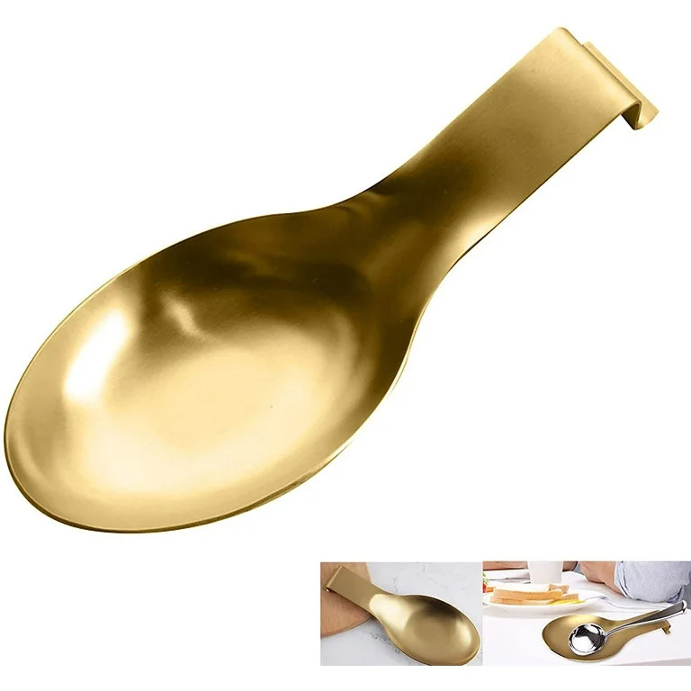 Stainless Steel Spoon Rest For Kitchen Counter, Kitchen Accessories, Spatula, Ladle, Brush (Gold) | Walmart (US)