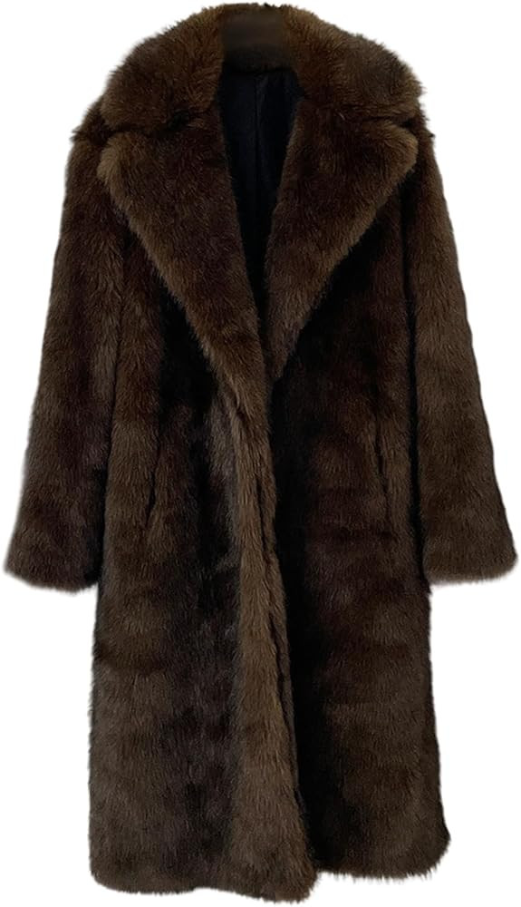 Women's Shaggy Maxi Faux Fur Overcoat Outwear,Fluffy Winter Warm Midi Parka Long Jackets Coats | Amazon (US)