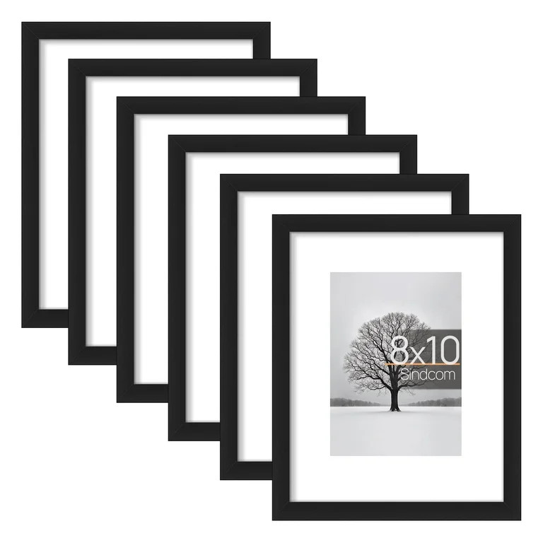 Sindcom 6 Pack 8x10 Picture Frames,Display Pictures 5x7 with Mat or 8 x 10 Without Mat,Gallery Wa... | Walmart (US)