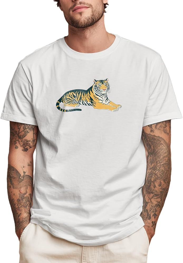 Men's Solid 100% Cotton Graphic Short Sleeve Crewneck Big and Tall 2026 Summer Breathable Gym Wor... | Amazon (US)