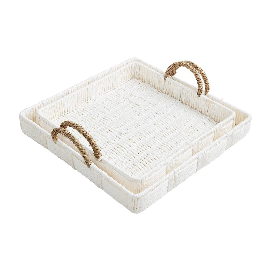 Mud Pie White House Nested Woven Trays; Small 12" x 12" | Large 14" x 14" | Amazon (US)