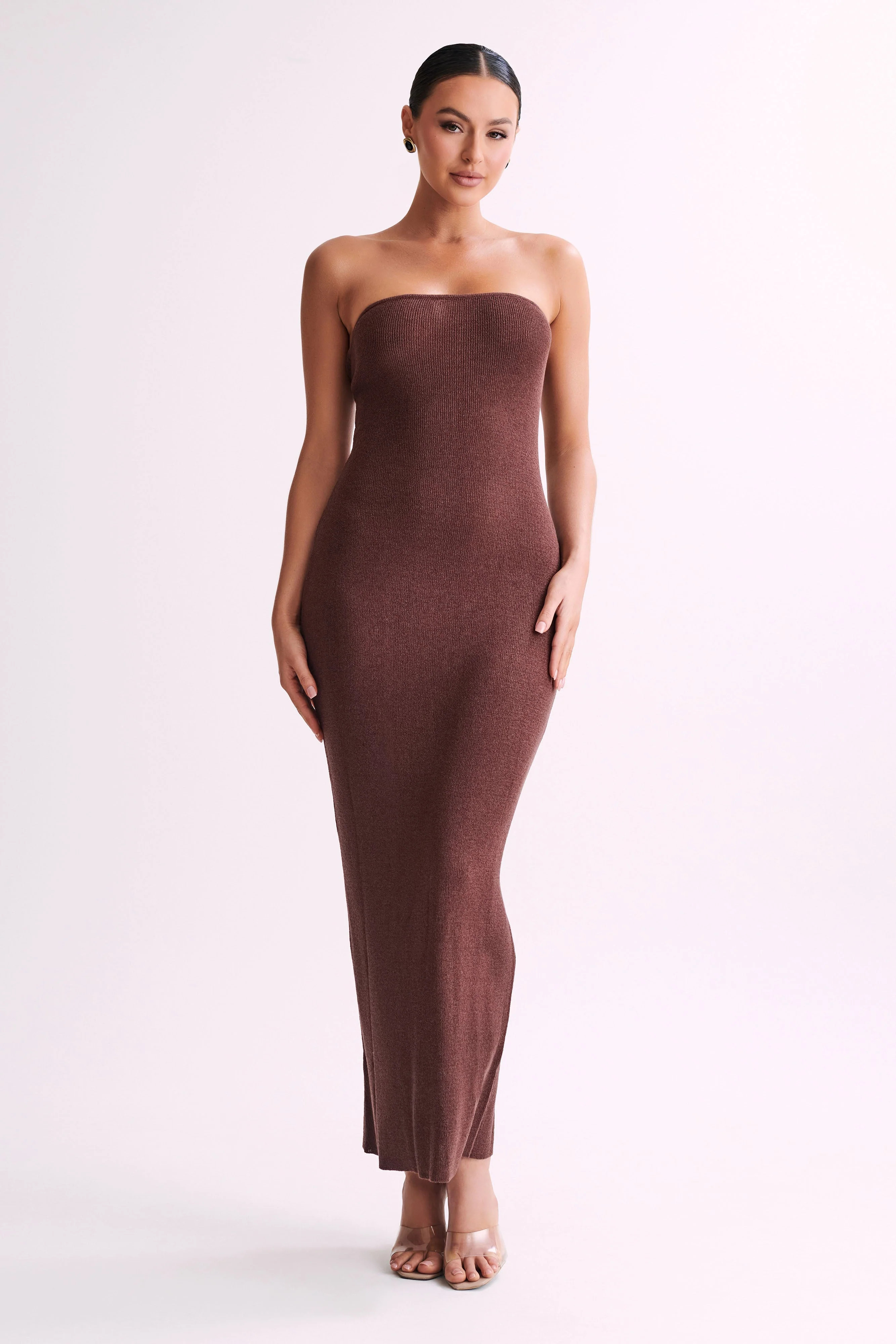 Emmy Strapless Knit Maxi Dress - Dark Chocolate | Meshki (APAC)