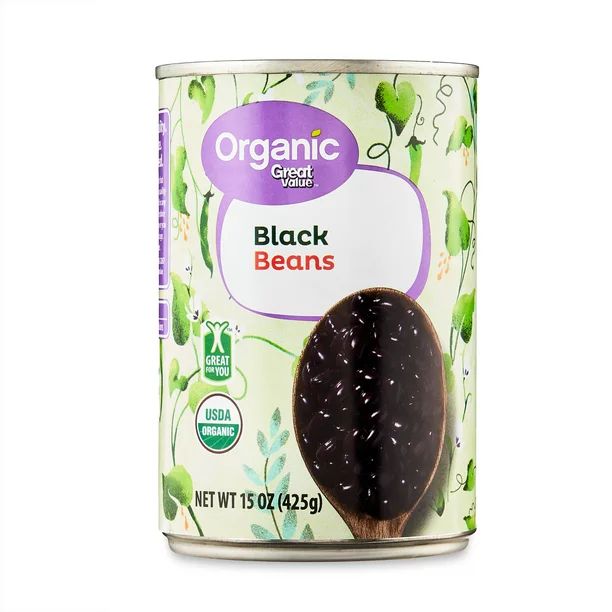 Great Value Organic Black Beans, Canned, 15 oz - Walmart.com | Walmart (US)
