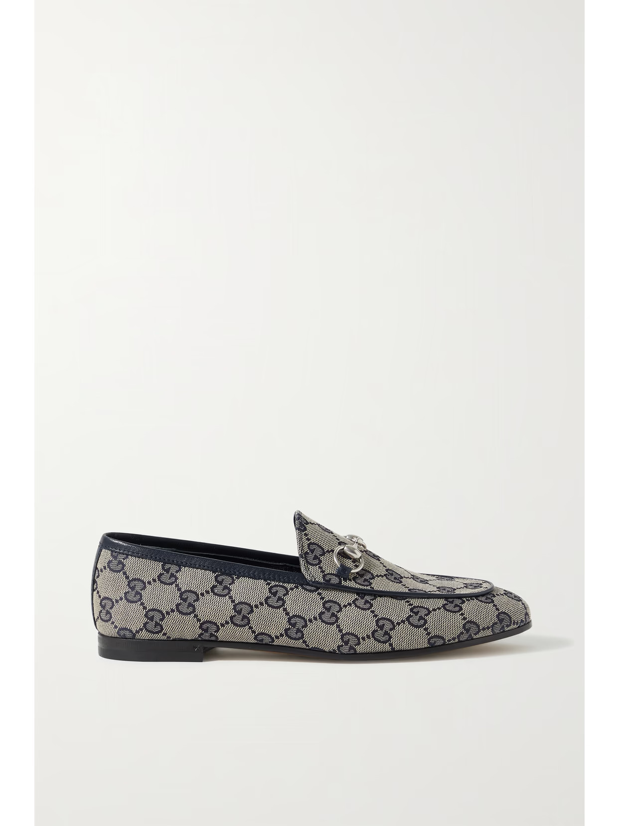 Gucci - Jordaan Horsebit-detailed Leather-trimmed Printed Coated-canvas Loafers - Blue | NET-A-PORTER (US)